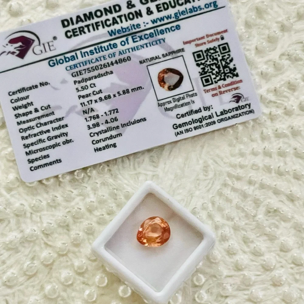 🍑 Rare! 5.50 CT Natural Padparadscha Sapphire - Picture 1 of 9